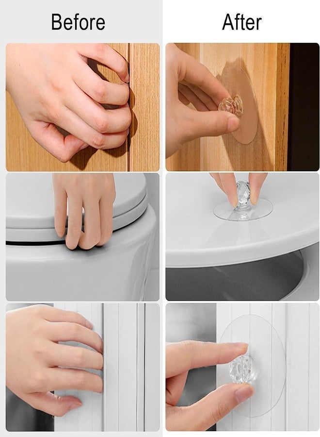 FLORISCA Cabinet Drawer Pull Knobs - Self Adhesive Clear Acrylic Crystal Shaped Pulls Handles Knobs for Wardrobe Kitchen Cupboard Bathroom Dresser Furniture Door Window. (Pull Knobs, 5 Pack) - Image 5